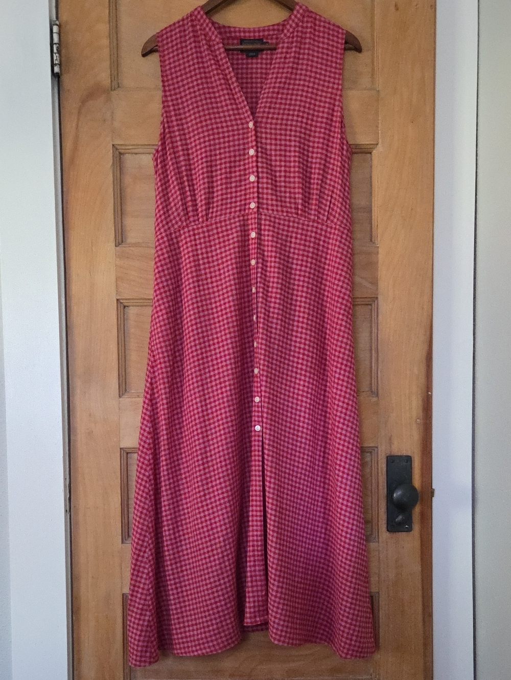 NWOT Pendleton Linen Red Gingham Button-Front Maxi Dress